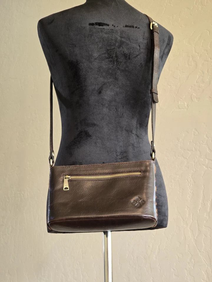 Patricia Nash Nazaire Leopard print Cow Hair leathe Brown Purse Crossbody. Used - Image 2 of 4