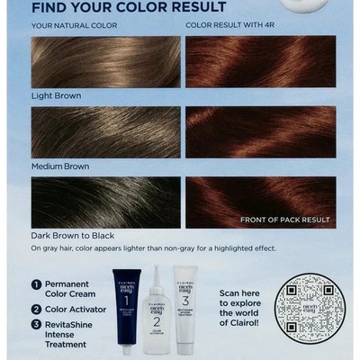 Clairol Nice'n Easy Permanent Hair Color Cream, 4R Dark Auburn, (3 PACK)