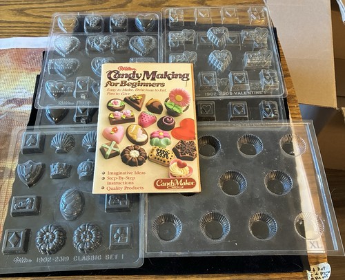 Vintage Lot 6 Wilton Candy/Chocolate Classic & Valentine Molds & Making Book