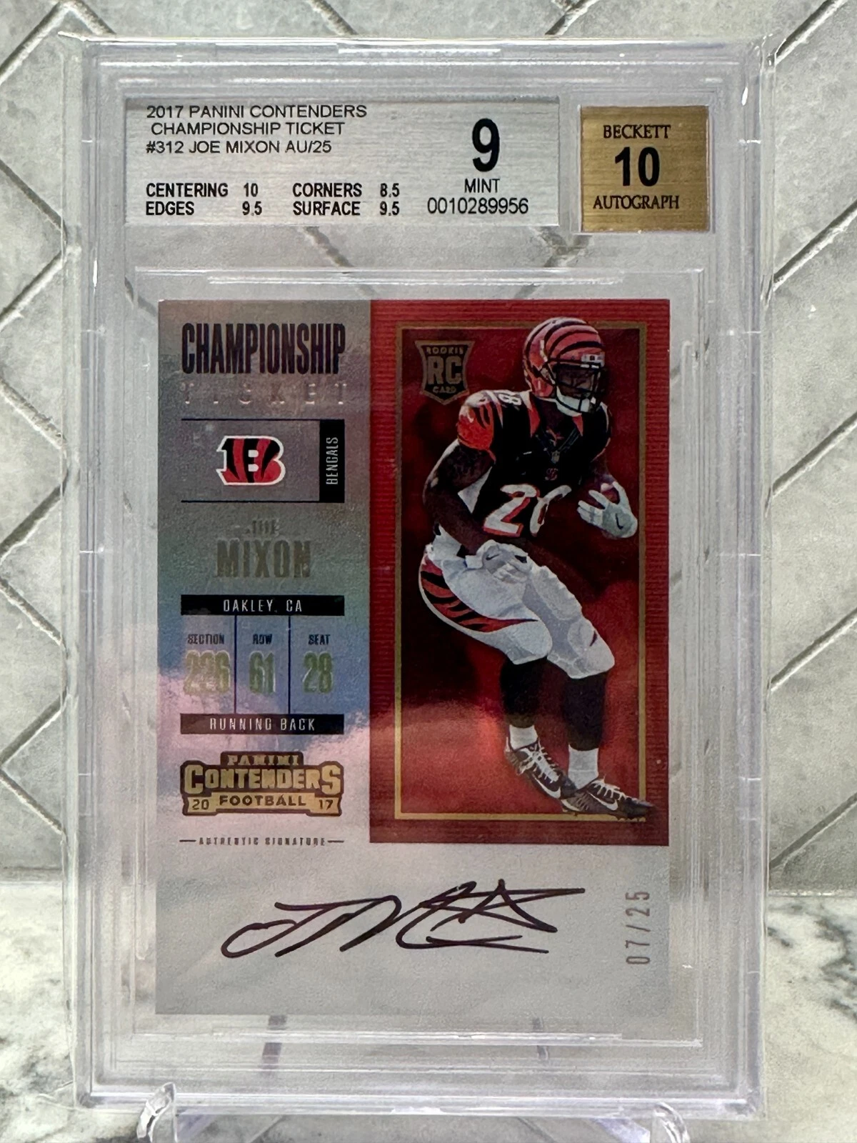 Joe Mixon Panini Contenders #312 Autograph-Championship Ticket