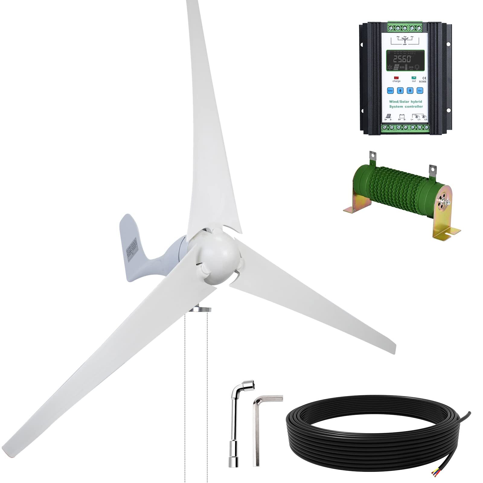 Vertikale Windturbine 400W 12V – Mit MPPT-Laderegler, Leichtlauf Bei 2 M/s, Für Hausboot, Garten & Hütte
