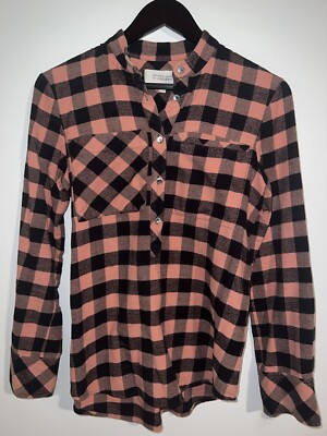 derek lam 10 crosby pink black checkered/plaid top size