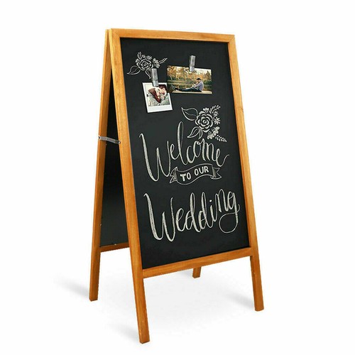 Anti-Wind A-Frame Magnetic Sidewalk Chalkboard Wood Menu Sign Board Cafe Wedding - Picture 13 of 25