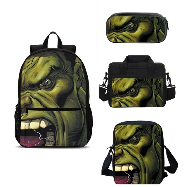 Hulk Kids Backpack Set Students School Bags Teenagers Crossbody Lunch Pen Bags Hulk Kids Backpack Set Students School Bags Teenagers Crossbody Lunch Pen Bags