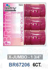 Brittny Professional Snap-On Magnetic Hair rollers X-Jumbo 1-3/4" 6Ct BR67206