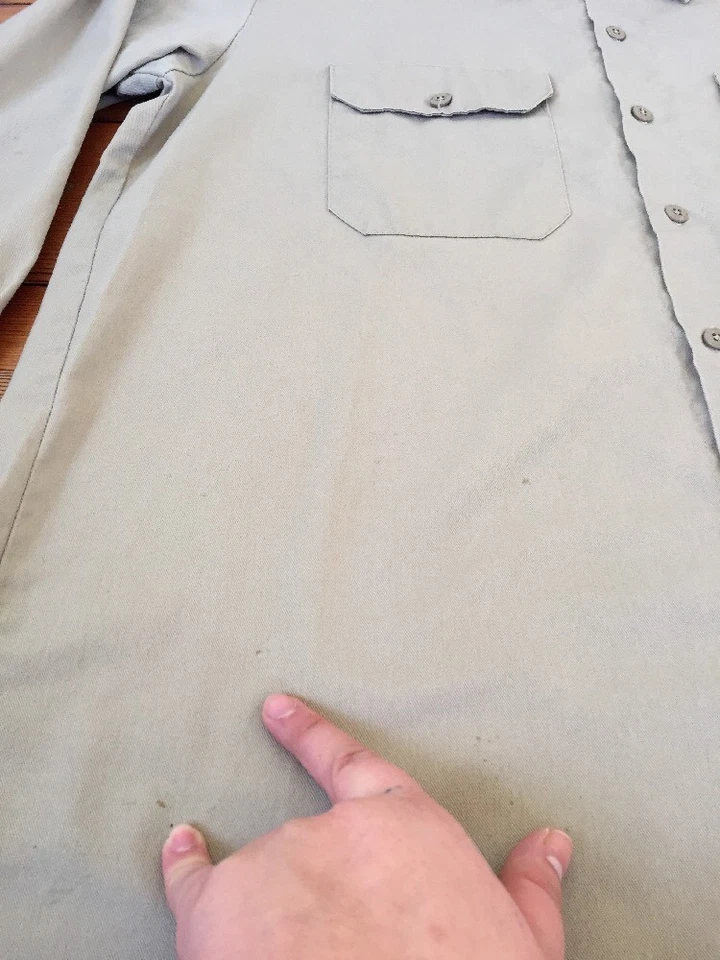 Ropa de trabajo Dickies color caqui mezcla de algodón manga larga con botones para hombre L 48" pecho Foto 2 de 4