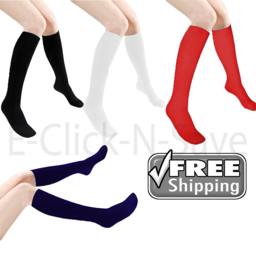 Girls Juniors Women 3,6,12 Pairs Lot Knee High School Uniform Socks Plain S~XL - Picture 1 of 1