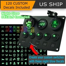 5 Gang On-off Green Led Toggle Switch Panel Voltmeter Dual Usb Car Boat Marine 5 Gang On-off Green Led Toggle Switch Panel Voltmeter Dual Usb Car Boat Marine
