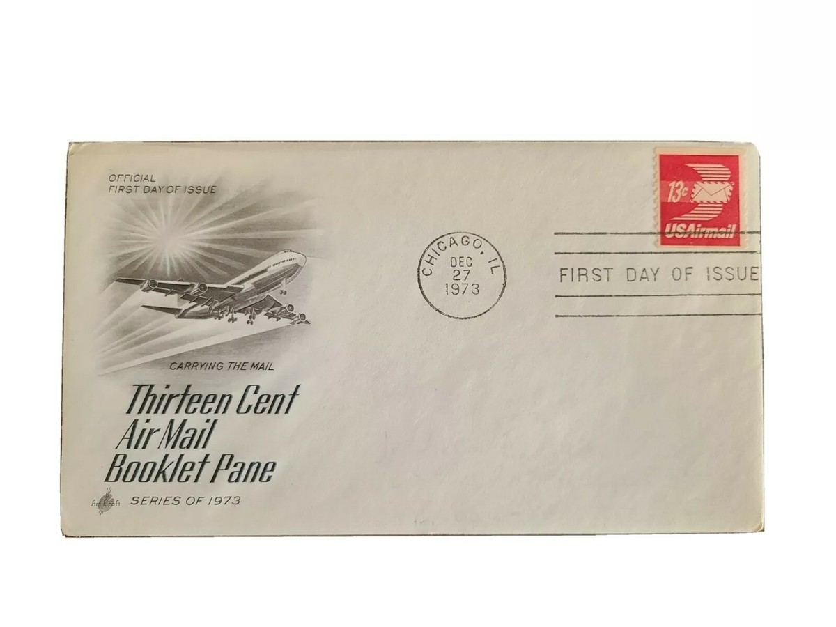 FIRST DAY OF ISSUE スウェット 1973 THIRTEEN CENT AIRMAIL BOOKLET First Day Issue Cover
