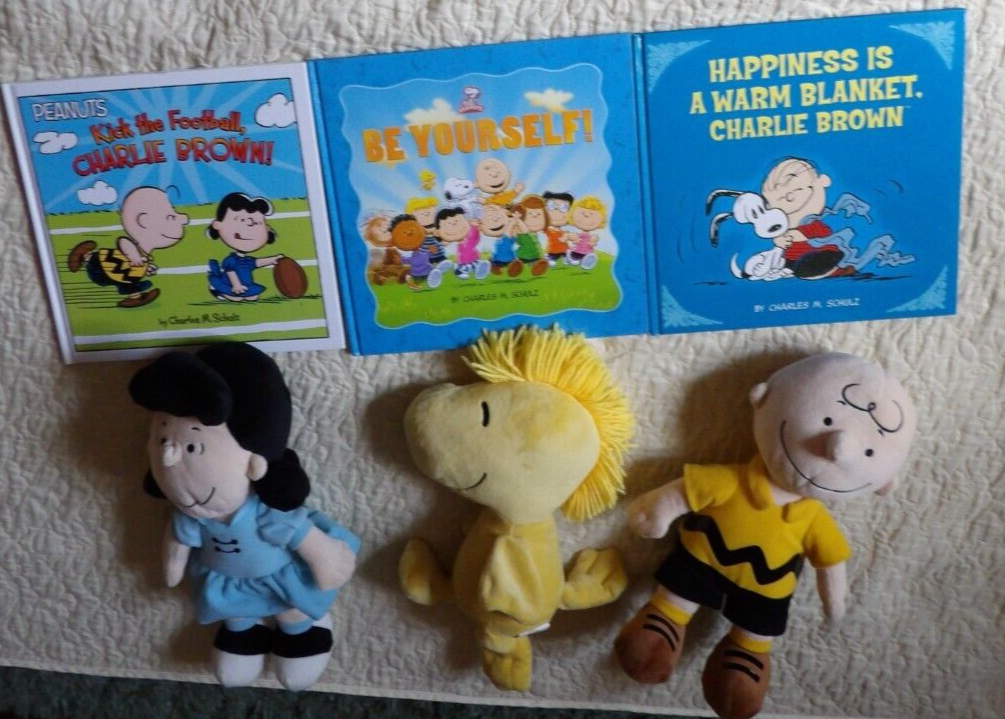 Lot of 3 Kohls Cares Peanuts Plush Lucy Charlie Brown Woodstock