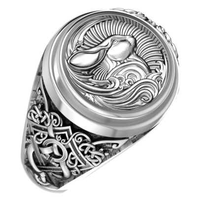 925 Sterling Silver Viking Celtic Rabbit Ring Bunny  Norse Animal Jewelry
