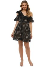 SELF PORTRAIT Guipure Frill Mini Dress LBD Party Night Out Size 6 AU Preloved