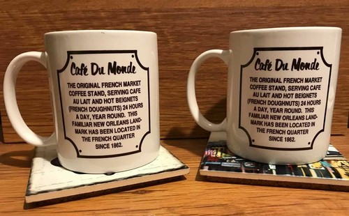 Cafe Du Monde Coffee Mug and New Orleans Tile Cork Back Coaster Set of 2 - Picture 3 of 5