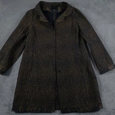 Carlisle Coat Womens 12 Black Gold Silk Snap Button Lightweight Chic