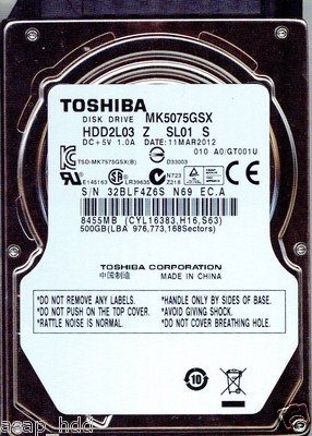 MK5075GSX, HDD2L03 Z SL01 S, TOSHIBA SATA 500GB | eBay