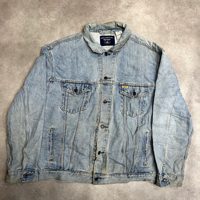 Levi Strauss Jeansjacke Herren XL Vintage Knopfleiste Jeans Trucker Mantel, Blau