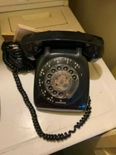 Vintage Phone Automatic Electric Black Rotary Dial Desk Telephone GUC