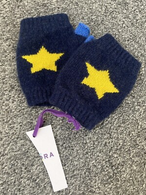 BRORA Kids Boys 100% Pure Cashmere Blue Yellow Star