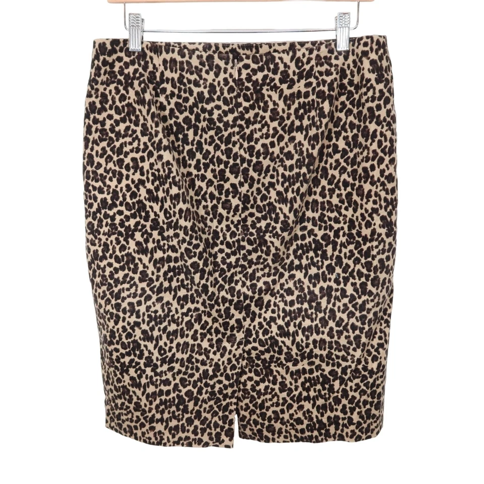 TALBOTS заводской размер 10 хлопок смесь желтовато-коричневый черный леопард печать бархата карандаш юбка - Изображение 2 из 4