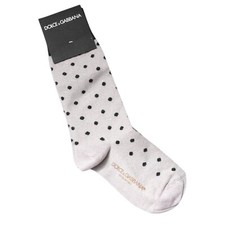 DOLCE & GABBANA Socks Gray Viscose Stretch Dotted Women Accessory s.Tag S 100usd