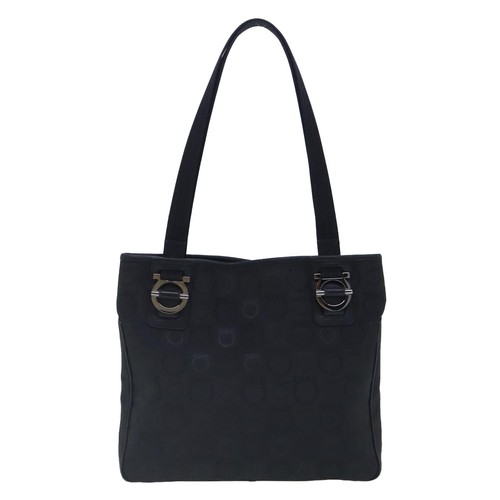 Salvatore Ferragamo Gancini Black Canvas Tote Bag Authentic - Picture 2 of 20