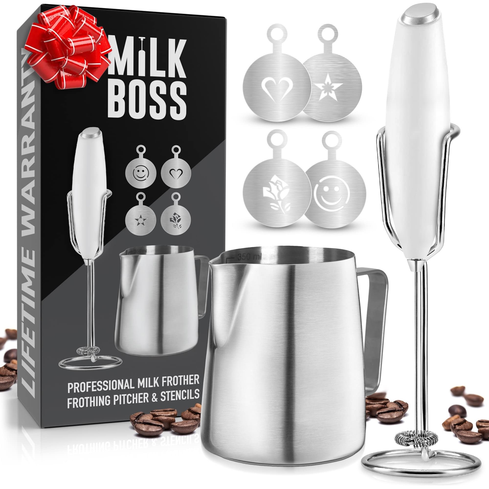 Milk Frother for Coffee Complete Set Coffee Gift With Upgraded Ultra Stand - ...-image