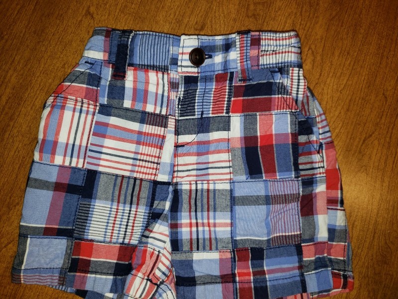 Gymboree Plaid shorts  boys size 6 12 months red white blue