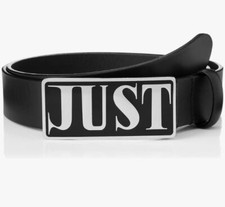 Cintura moda uomo Just Cavalli, fibbia logo tinta unita Made in Italy