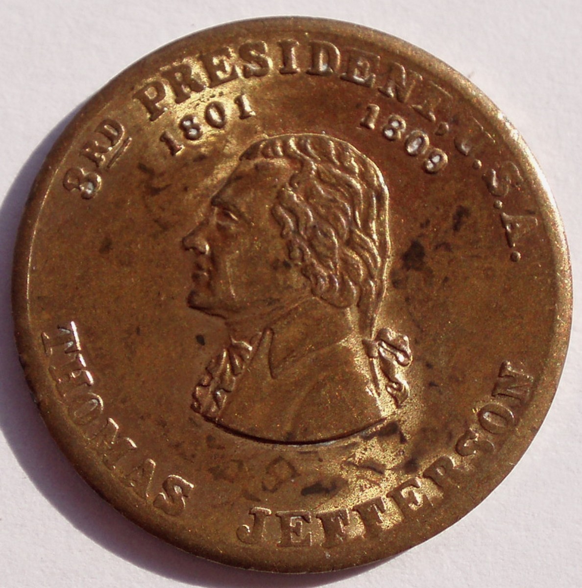 THOMAS JEFFERSON 3RD PRESIDENT USA 1801-1809 Token 25.5mm 5.5g