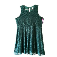 NWT Xhilaration Womens Green Sleeveless Lined Lace Shift Dress Size XXL