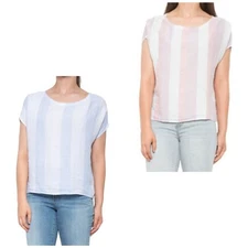 C&C California Button Back Linen Shirt Stripe Multiple Colors/Sizes