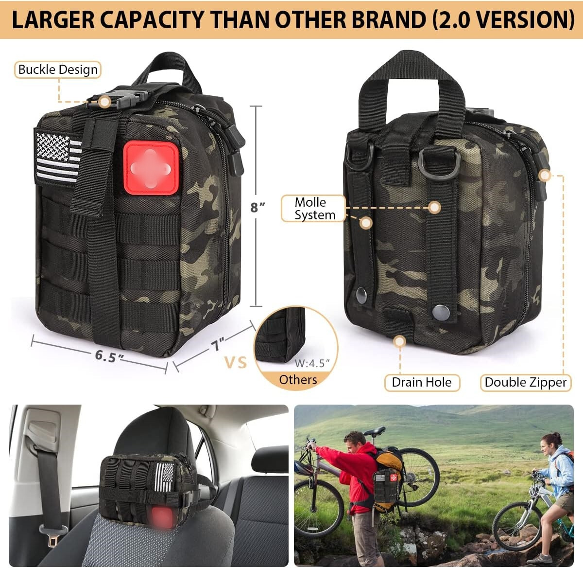 【未使用品】ePBT Camo Base Kit + Novelties セット Camo Black Gray,Outdoor Survival Kit,Travel Gear First Aid with