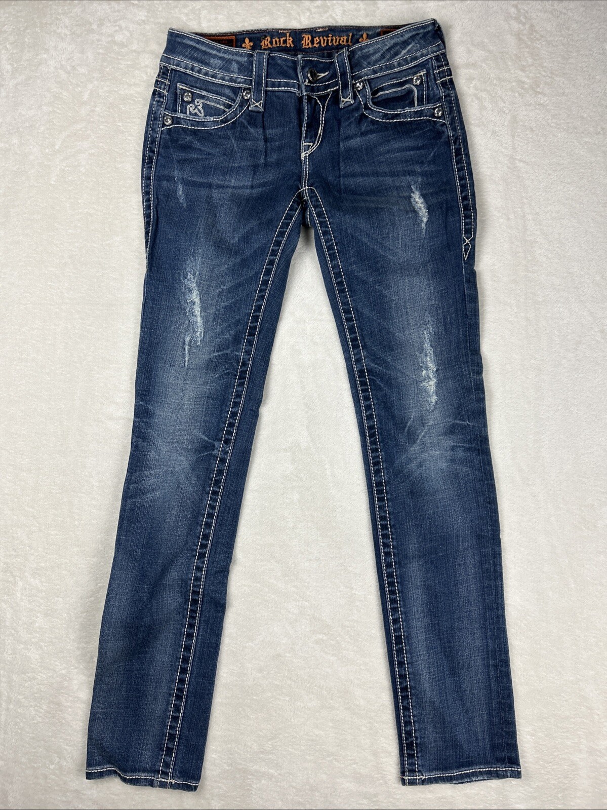 Rock Revival Womens Noelle Skinny Size 27 Embroidered Embellished Western Denim