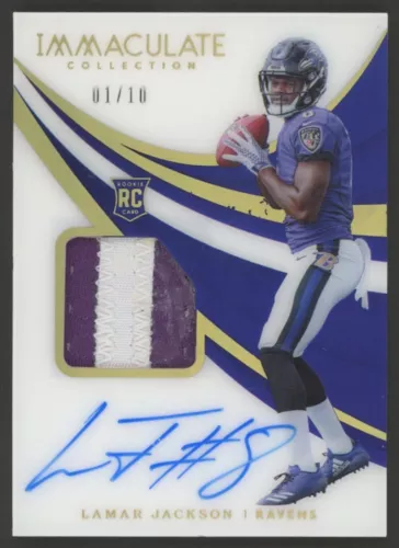 2018 Panini Immaculate Gold #116 Lamar Jackson RPA RC 2-Color Patch AUTO 1/10