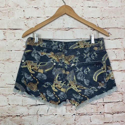 Animale Denim Button Fly Lion Shorts Womens Size 38 - Picture 5 of 6