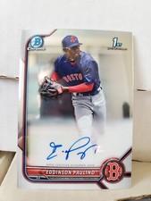 Eddinson Paulino 2022 Bowman Chrome Signed Auto 1st Prospect Rookie RC Red Sox