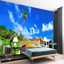 Simple Sand White Clouds 3D Shower Curtain Waterproof Fabric Bathroom Decoration