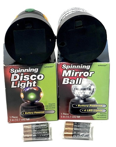 Disco Balls LED 1 Multicolored & 2 Mirrored Flashing Novelty Light W/ Batteries - Picture 9 of 15