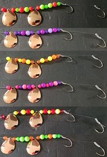Copper Colorado # 3 1/2  Lake Erie Walleye Candy Worm Harness (1) set of (6) 