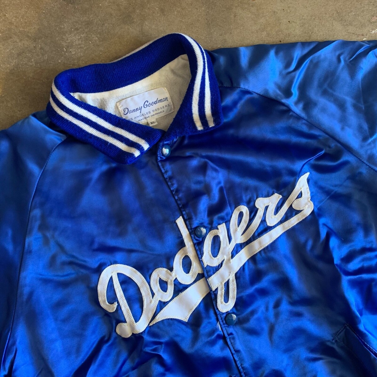 Dodgers サテンジャケット Danny Goodman Dodgers Danny Goodman Satin Jacket Men's Large 80's Blue MLB