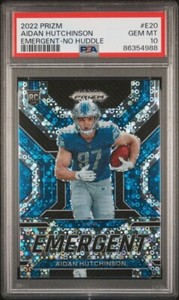 2022 Prizm Emergent No Huddle Aidan Hutchinson Lions RC Rookie #E20 PSA 10