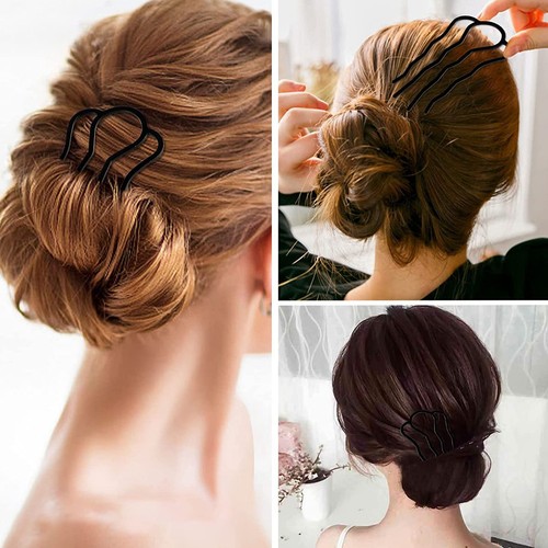 8Pcs Hair Fork Clip Metal Black Coating Vintage Elegant U Shaped Hair Side Combs - Picture 6 of 12