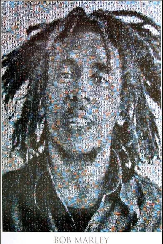 ヴィンテージ Bob Marley Photomosaic ポスター 額入り Bob Marley Mosaic Poster 16x20 | eBay