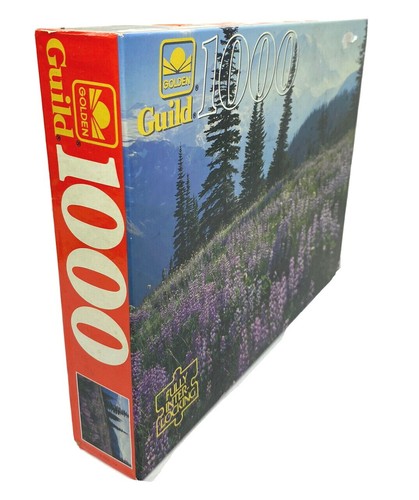 Vintage Mount Rainier National Park Puzzle 1000 Piece Mountains Purple Flowers - Picture 4 of 9