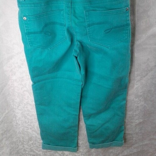 Justice Jeans Girls Capri Turquoise Green Stretch Simply Low Jeans Size 12.5 - Picture 8 of 9
