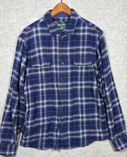 Woolrich Men's Plaid Shirt Blue Size L Jacket Shacket Cotton Cozy Lumberjack