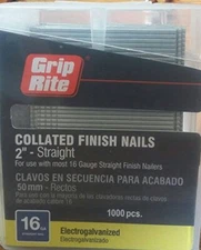 Grip-Rite 2 in. L X 16 Ga Straight Strip Electro Galvanized Finish Nails 1000 pk