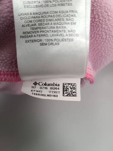 Columbia Sweater Girls Size 4-5 2XS Pink Fleece Hoodie Full Zip Outdoors - Picture 7 of 12
