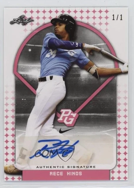 2018 Leaf Perfect Game National Showcase Auto Pink 1/1 Rece Hinds #BA-RH1 Auto