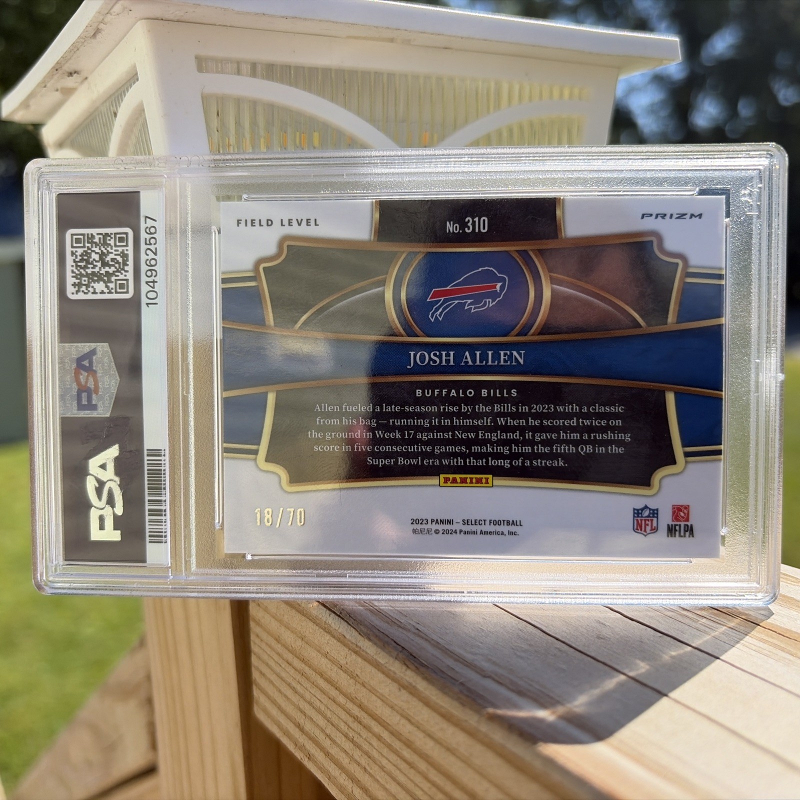 2024 SELECT DRAGON SCALE PRIZM JOSH ALLEN /70 PSA 10 Bills Field SSP PSA 10 view 3